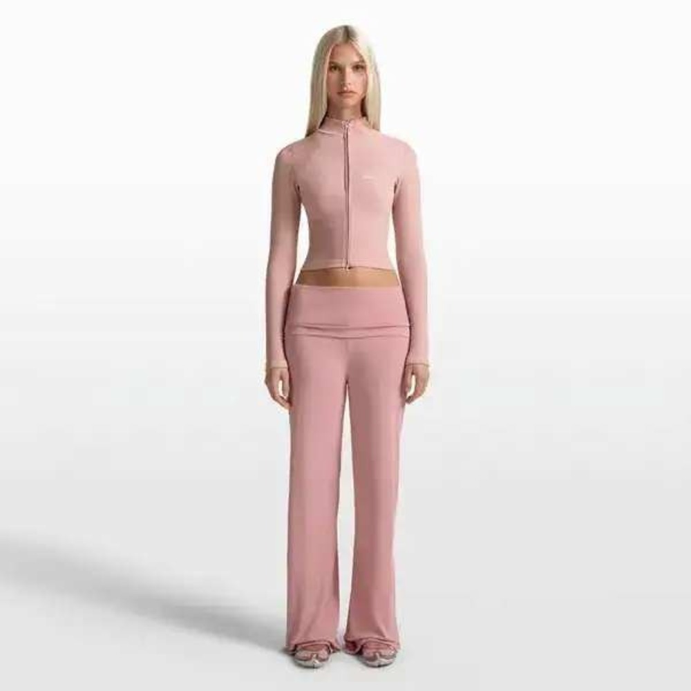 Nike x SKIMS Matte Foldover Slim Flare Legging Himalayan Pink Size XL NWT